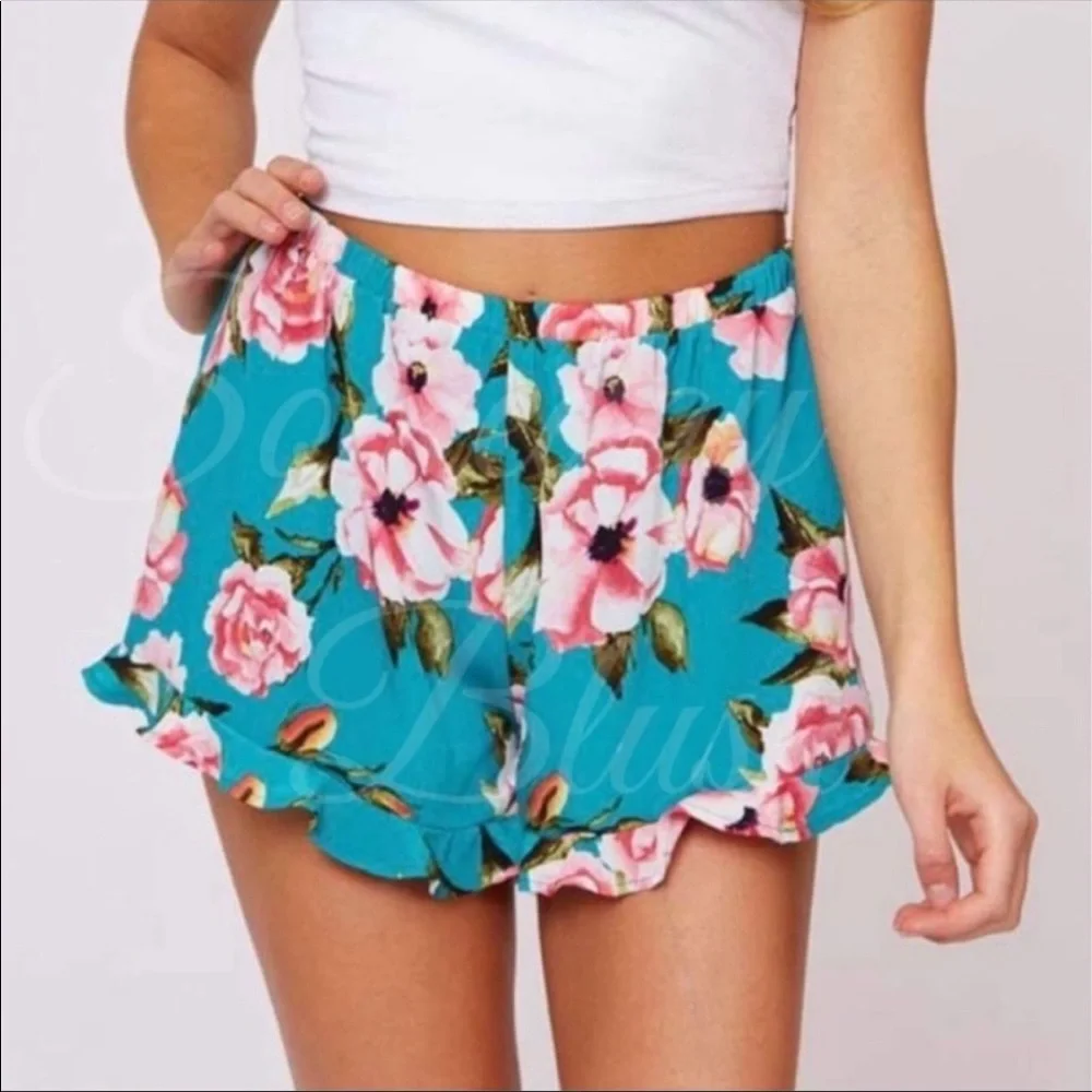 Blue floral shorts - Picture 1 of 2